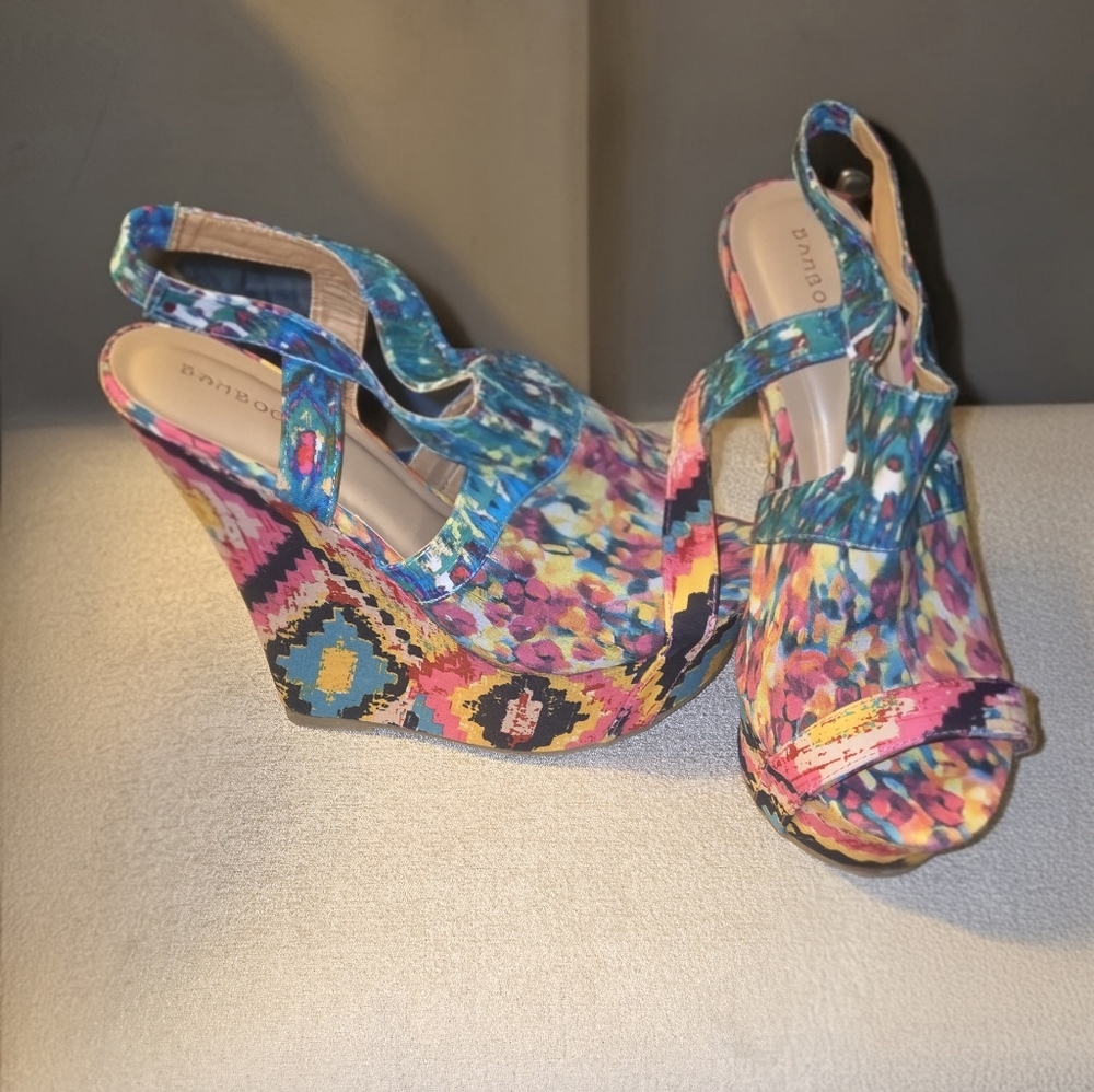 Colorful Women's Wedge Sandals - Picture 2 of 7